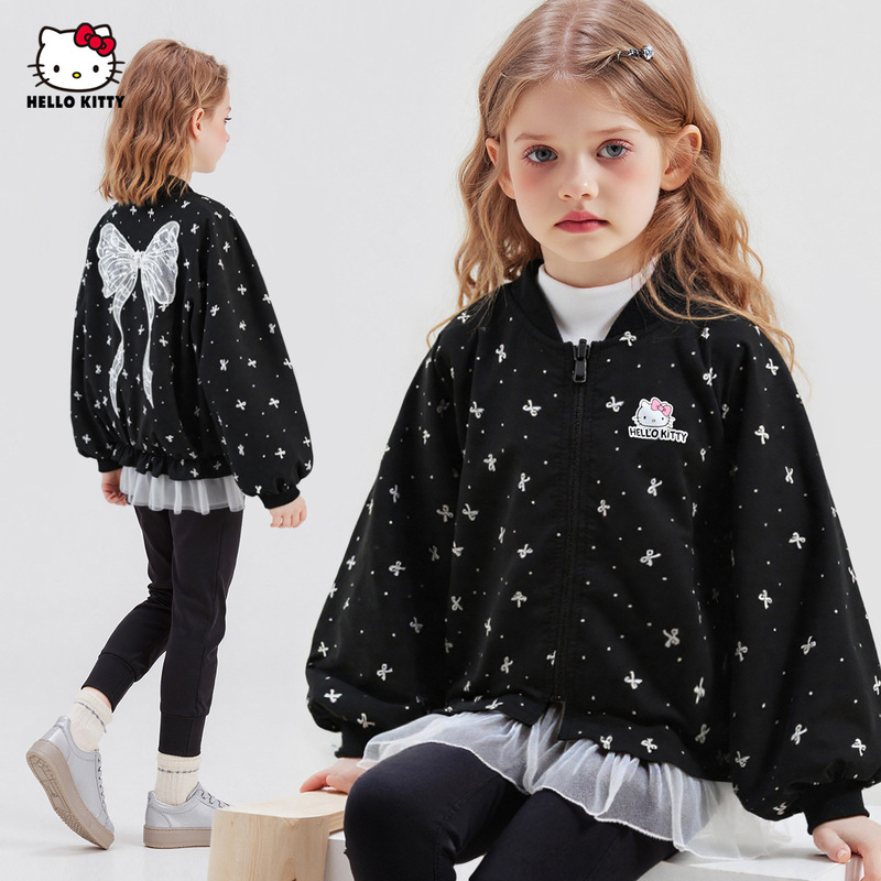 Hellokitty Hello Kitty Girls Autumn Jacket 2025 New Sweet Cartoon Jacket Outerwear Medium and Large Children's Clothing