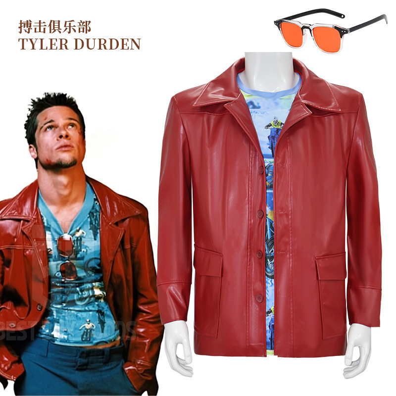 Cross-Border Fight Club Tyler Durden Leather Jacket Cosplay Costume Ready-Made Clothing