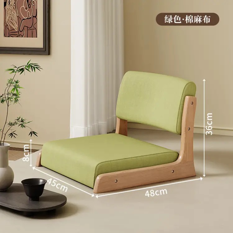 ZL-8507 잔디 녹색 면 및 린넨 등받이 + 목재 색상 의자