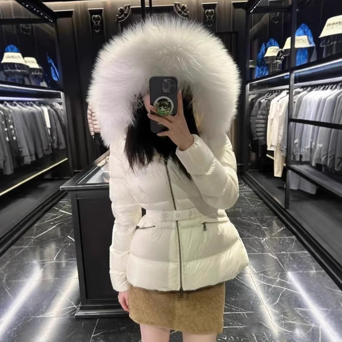 M家秋冬Boedic系列狐狸毛领短款连帽羽绒外套羽绒服女|undefined