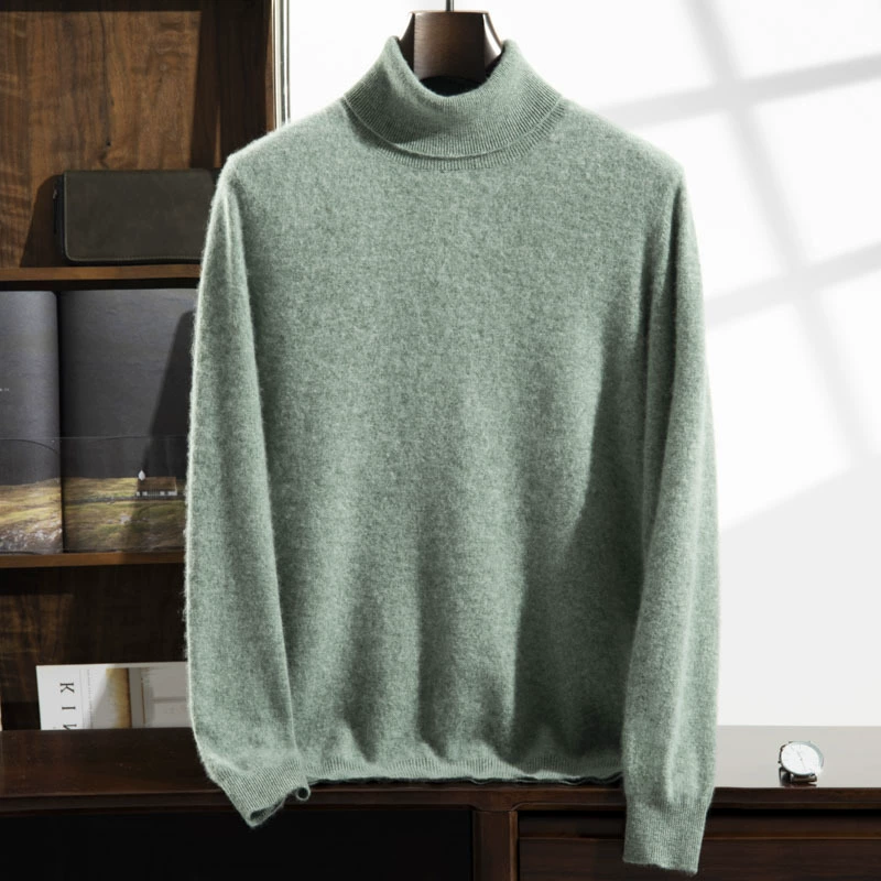 Высокий отворот осенне-зимний мужской кашемировый повседневный нижний свитер сплошной цвет пуловер с длинными рукавами повседневный простой свободный внутренний свитер
