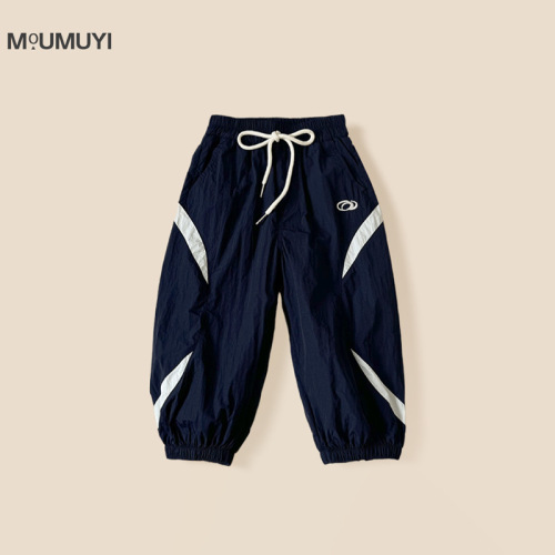Boys pull-up trousers 2025 summer new thin anti-mosquito pants loose casual children's fashionable versatile trousers