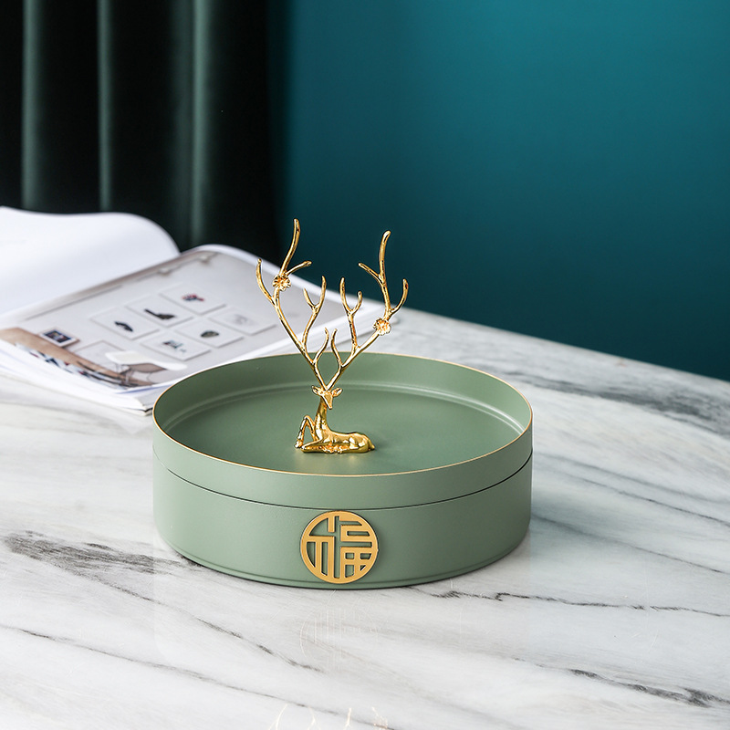 Hogar sala de estar Luz de lujo doble capa compartimiento giratorio fruta seca snack fruta placa té Mesa creativa boda dulces caja de almacenamiento