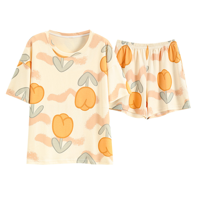 Pijamas de verano para mujer con almohadillas para el pecho, pantalones cortos dulces y bonitos que se pueden usar en el exterior, conjunto de algodón puro de manga corta, novedad 2026, ropa para el hogar