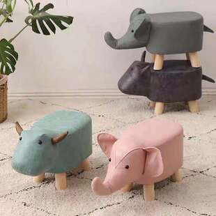 Technology Fabric Elephant Stool Cartoon Animal Stool Solid Wood Shoe Changing Stool Fabric Stool Household Small Stool Event Gift Stool