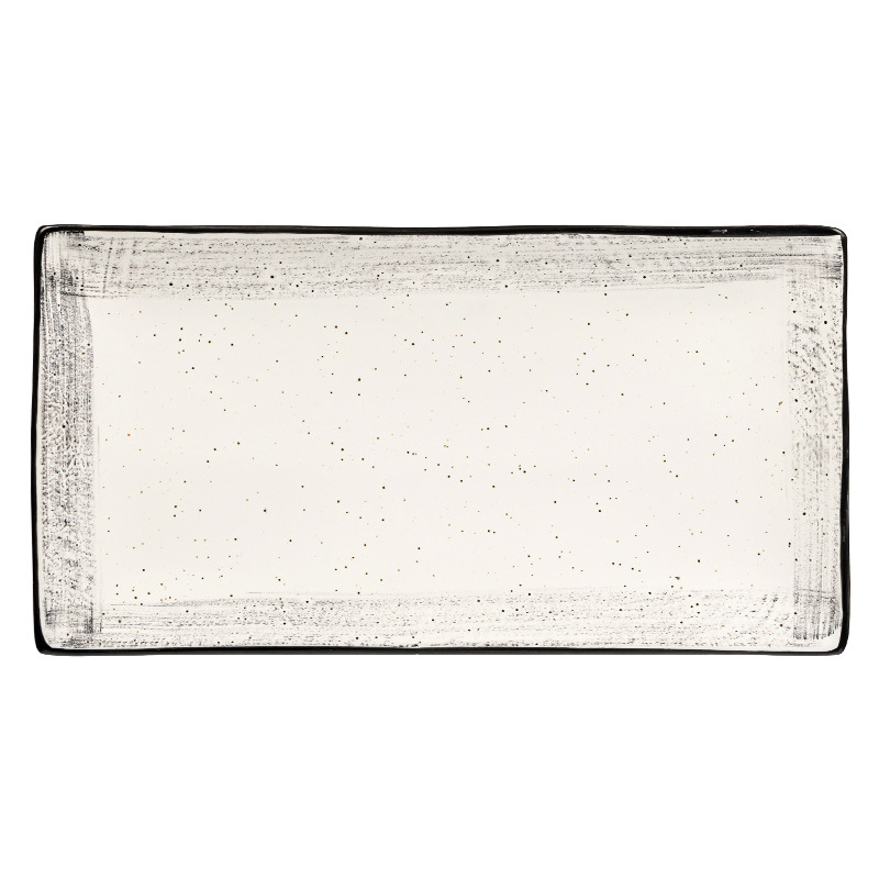 Plato cuadrado de cerámica con trazo japonés Plato rectangular de sushi Plato de restaurante Plato de pescado doméstico Plato de vajilla al por mayor