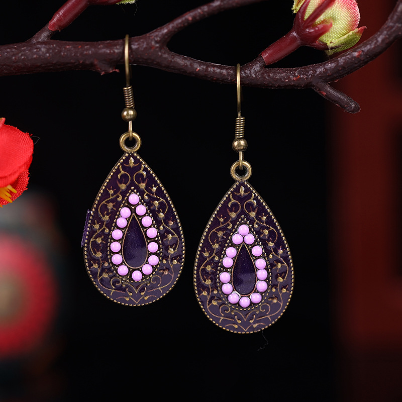 1 Pair Retro Water Droplets Alloy Plating Women's Drop Earrings display picture 23