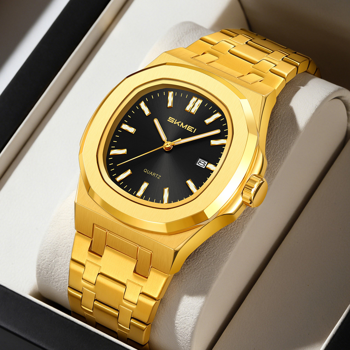 Momento de negocios de acero 30 metros reloj de cuarzo impermeable calendario único reloj de hombre comercio exterior suministro transfronterizo al por mayor