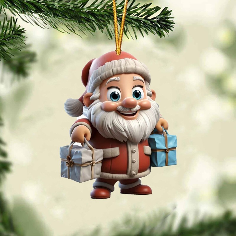 2025 Navidad transfronteriza acrílico plano Santa Claus regalo de decoración de automóviles colgantes decoraciones de árbol de Navidad
