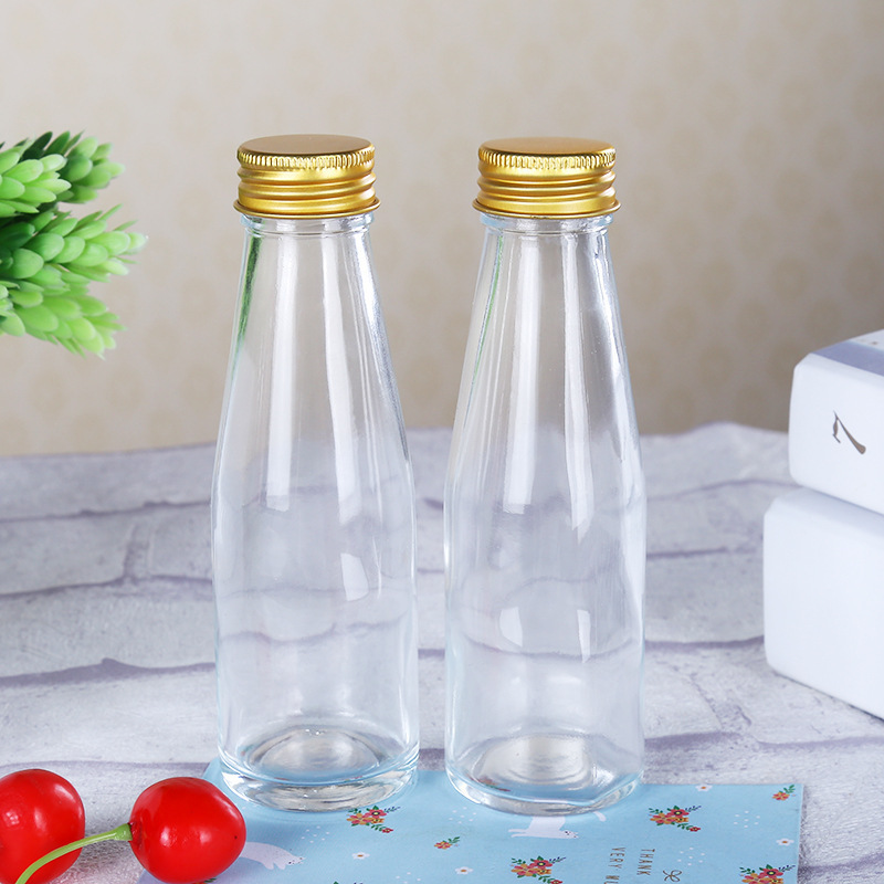 现货批发饮料瓶圆柱铝盖饮料瓶果汁燕窝玻璃瓶批发可印制厂家货源