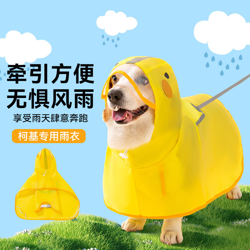Corgi Clothes, Dog Duck-Shaped Raincoat, Small and Medium-Sized Dogs, Dachshund, Waterproof Pet Dog Poncho When Going Out on Rainy Days