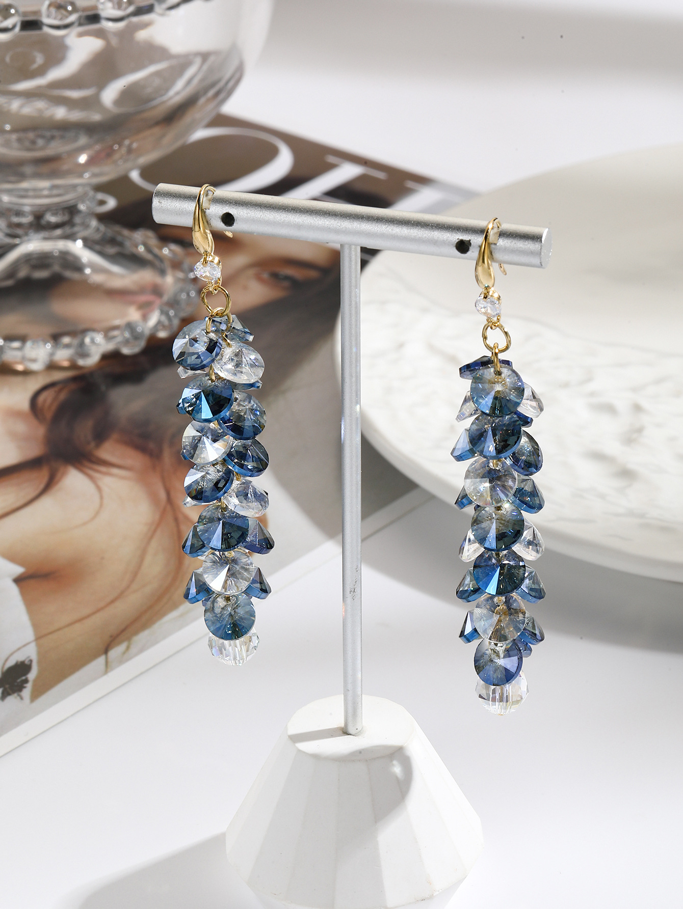 Casual, Daily, Shopping Occasion 1 Pair Elegant Geometric Star Heart Shape Artificial Crystal Drop Earrings