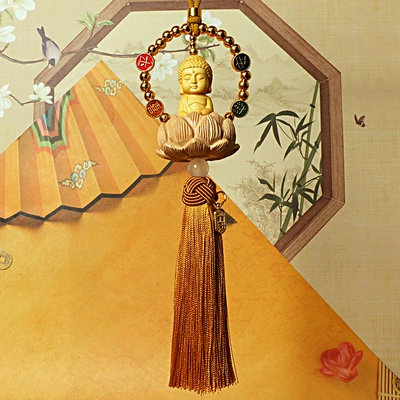 Car pendant lotus Buddha blessing Car hanging - little-buddha-peace-and-joy-rich-gold