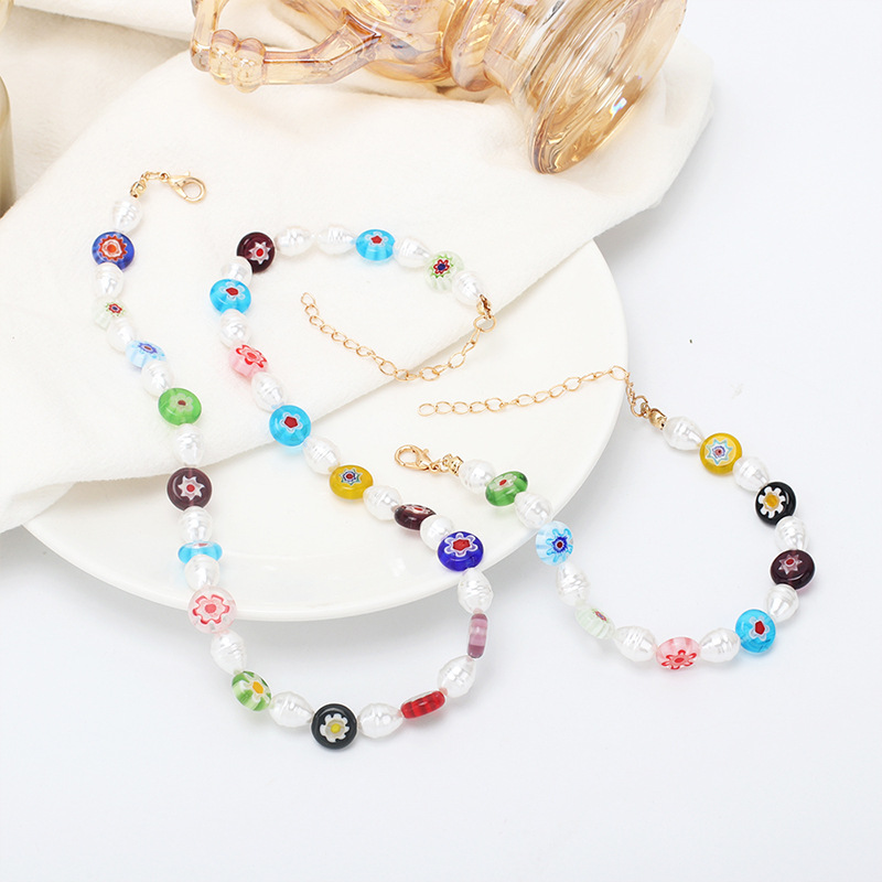 Grenz Überschreitende Neue Produkte Zubehör Choker Perlenkette Armband Kombination Sset Ins Internet-promi-ethno-stil Schmuck display picture 3