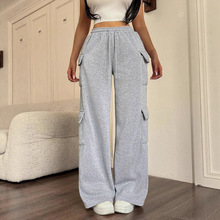 2025秋冬新款纯色多口袋系带休闲裤欧美亚马逊速卖通爆款女装裤子