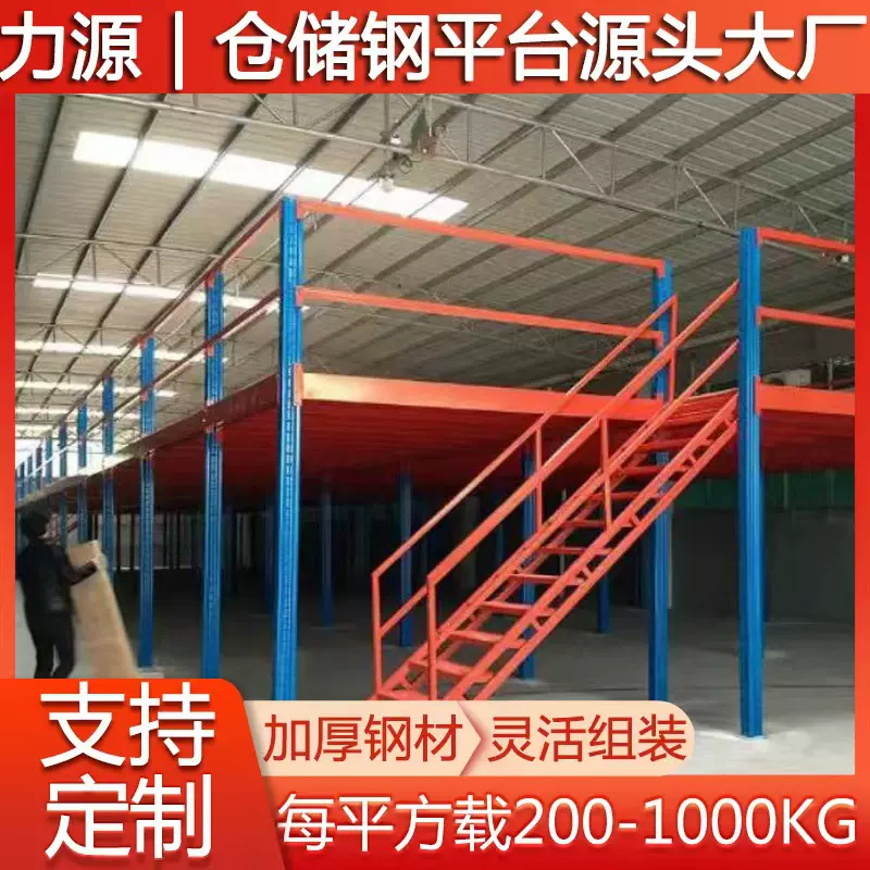 车间厂房搭建可拆卸组装二层钢平台载重500公斤阁楼式货架隔层