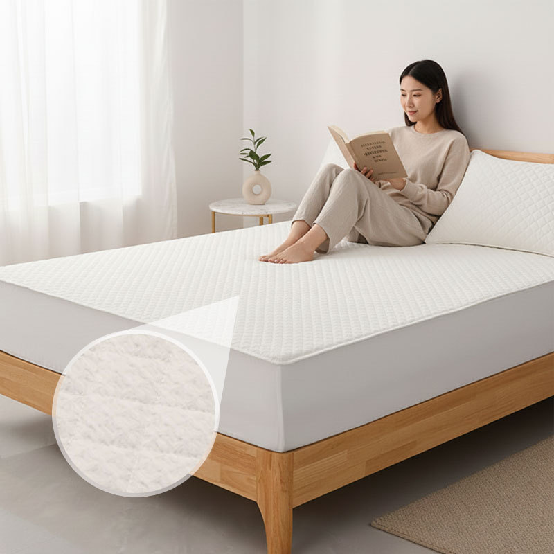 Cross-Border Pure Cotton Waffle Quilted Fitted Sheet Single Piece Mattress Simmons Protective Cover Anti-Slip Fixed Thickened Dust Cover