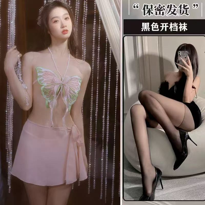 나비요정 슈트 + 블랙 오픈 양말