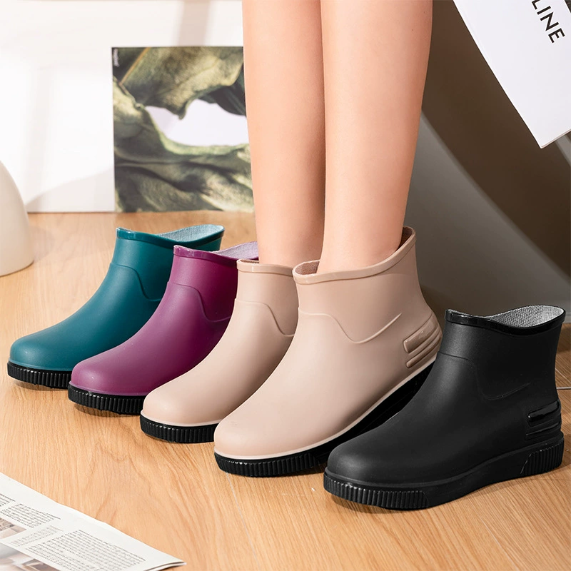 2025 трансграничные простые модные короткие женские резиновые сапоги, нескользящие резиновые сапоги, водонепроницаемые сапоги, женская обувь для воды, резиновая обувь, дропшиппинг