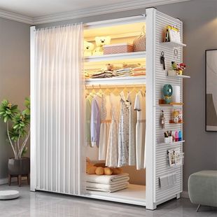 2025 Wardrobe Open Clothes Rack Storage Rack with Curtain Storage Thickeneded Multi-Layer Rental House Simple Coat Rack
