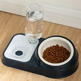 猫狗陶瓷碗双碗保护颈椎斜口自动饮水防打翻猫食盆不湿嘴猫咪用品