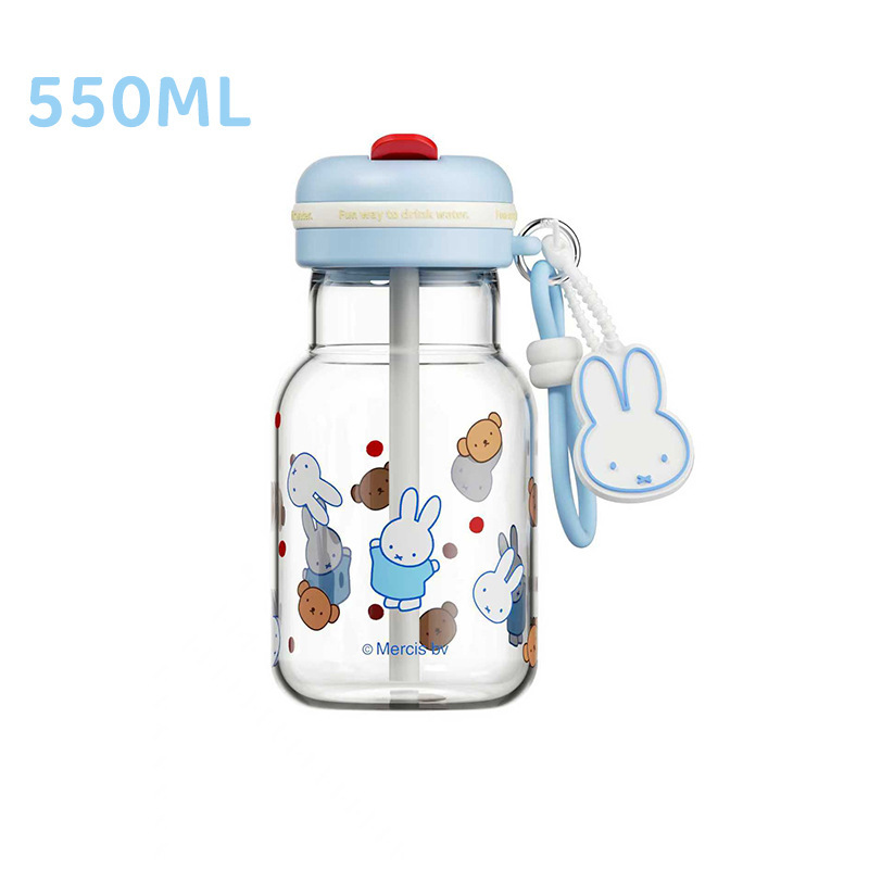 Caricatura encantadora bebida doble taza de agua tritan de alta capacidad para niñas cuerdas portátiles tazas de paja de plástico