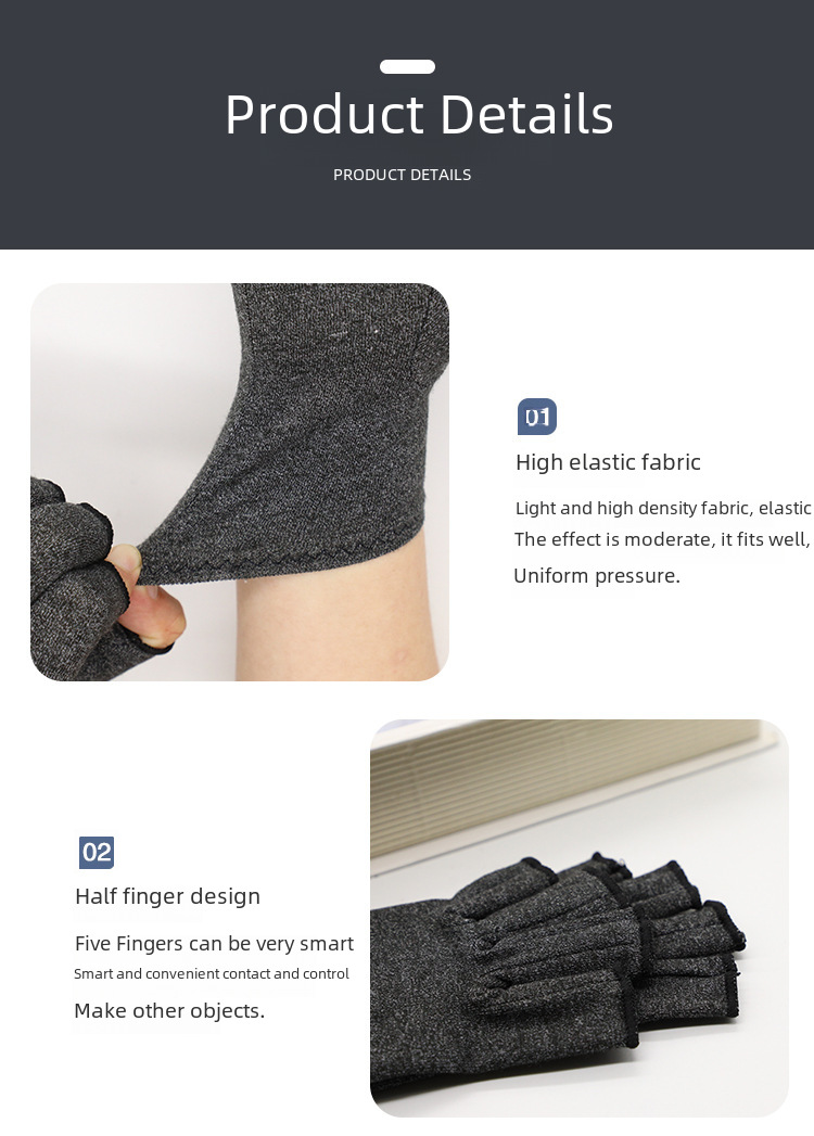  gray half finger pressure gloves joint care training cycling sports fitness cycling gloves wholesale_voghion.com