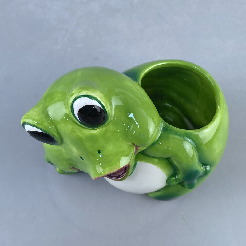 Cerámica pequeña maceta creativa animación conejo pequeño panda rana perro pintado a mano recipiente de maceta de cerámica carne