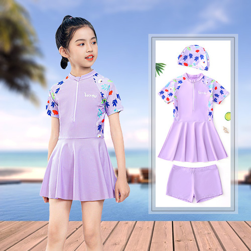Children's swimwear, girls' one-piece skirt, Korean medium and large children's baby split boxer briefs, conservative girls' student swimwear