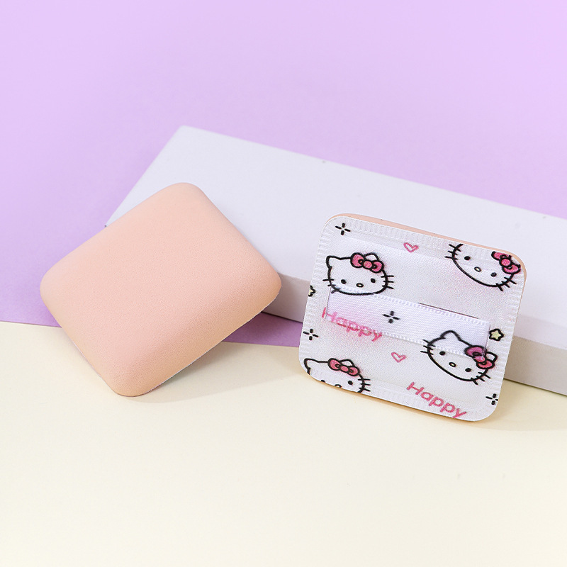 Fábrica personalizada de algodón de azúcar cuadrado soplo de polvo KT gato Sanliou esponja de maquillaje cojín de aire impresión patrón herramienta de belleza