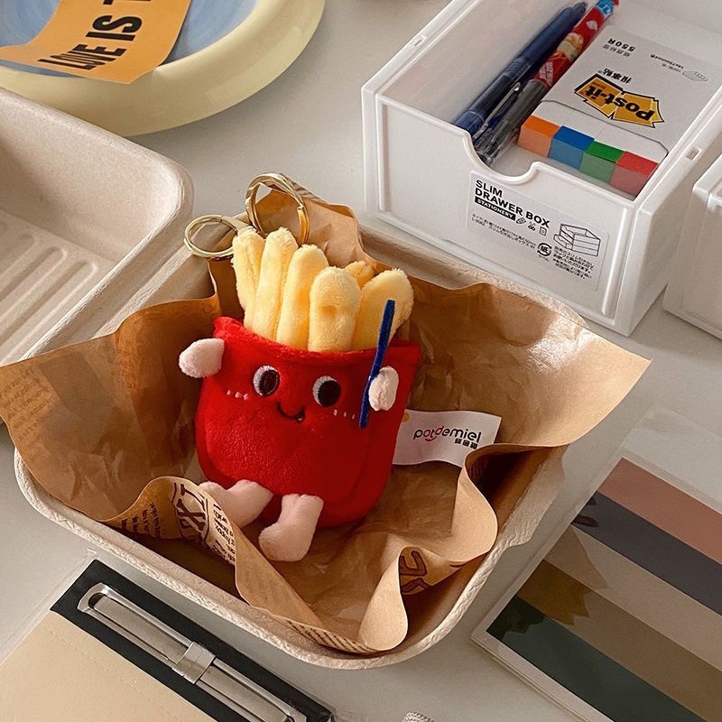 Insポテトハンバーガーかわいいぬいぐるみストラップ学生カップル人形ストラップクリエイティブ新キーホルダー.|undefined