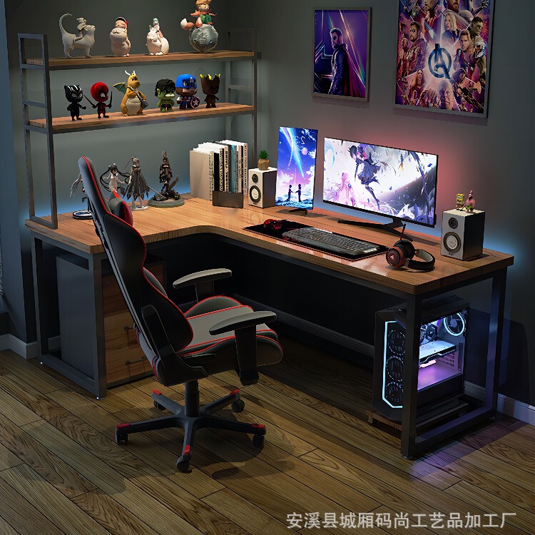 American Corner Solid Wood Computer Desk L-shaped Desk Desktop Household Writing Desk Bedroom Window Corner E-sports Table