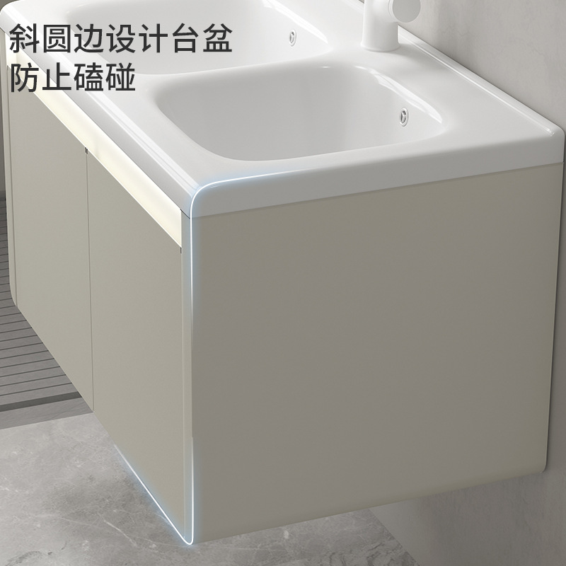 Acero inoxidable doble cajón impermeable doble lavabo lavabo baño combinado lavabo cerámico lavabo integral image 2