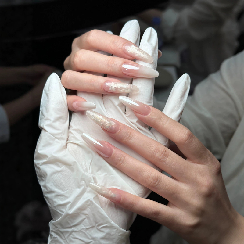Yuanxi·Acetate Hailey Handmade Nude Gradient Shiny High-End Nail Art Bridal Nail Stickers