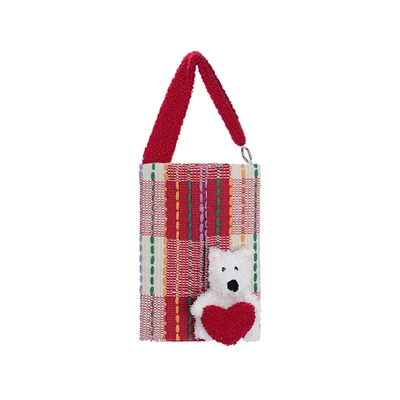 Car tissue box/set Style Car Seat Back Hanging - jacquard-yarn-dyed-hanging-paper-towel-with-red-color