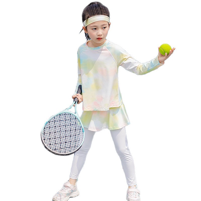女の子のサマースーツ、スポーツ速乾服、子供服、プロバドミントントレーニングスーツ、ランニング日焼け止め、アイスシルククール感|undefined