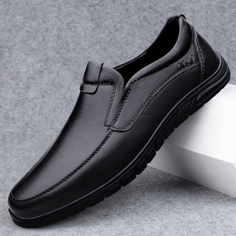 Zapatos de cuero de negocios en vivo, zapatos de cuero genuino para hombres, zapatos de cuero suave transfronterizos de alta calidad, zapatos de mediana edad, zapatos de papá
