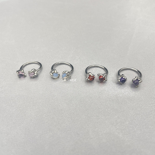 SMTNEK copper dragon claw inlaid opal lip nail lip ring earrings stainless steel piercing jewelry