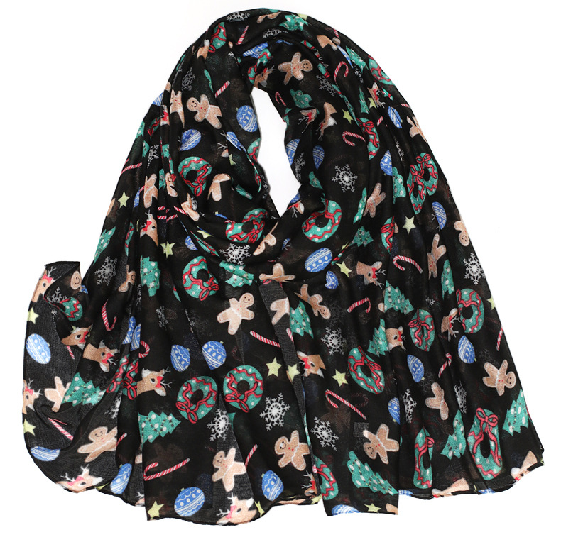 150g Weight Scarf Classification Polyester Material Christmas Festival Christmas Deer Print Cotton Linen Scarf Autumn Winter Warm Cuffed Large Pashmina Fashionable Neck Warmer For Men And Women