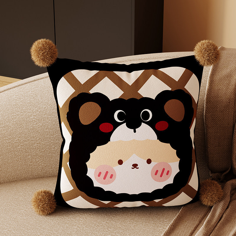 Cartoon cute high-end luxury pillow, car lumbar support, living room sofa pillow cover, headboard cushion pillow