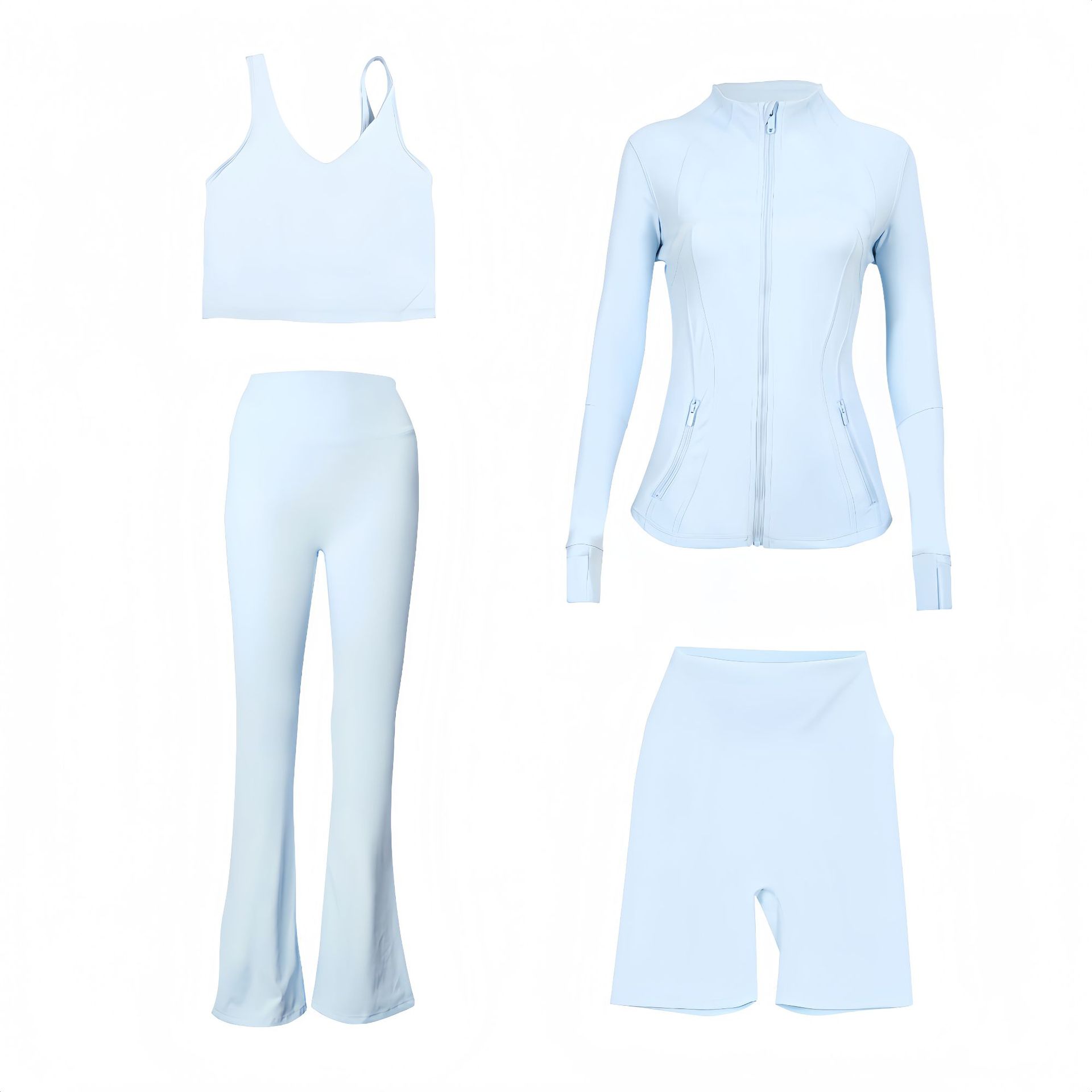 Dames sportkleding set slim fit u-hals top en flared broek_voghion.com