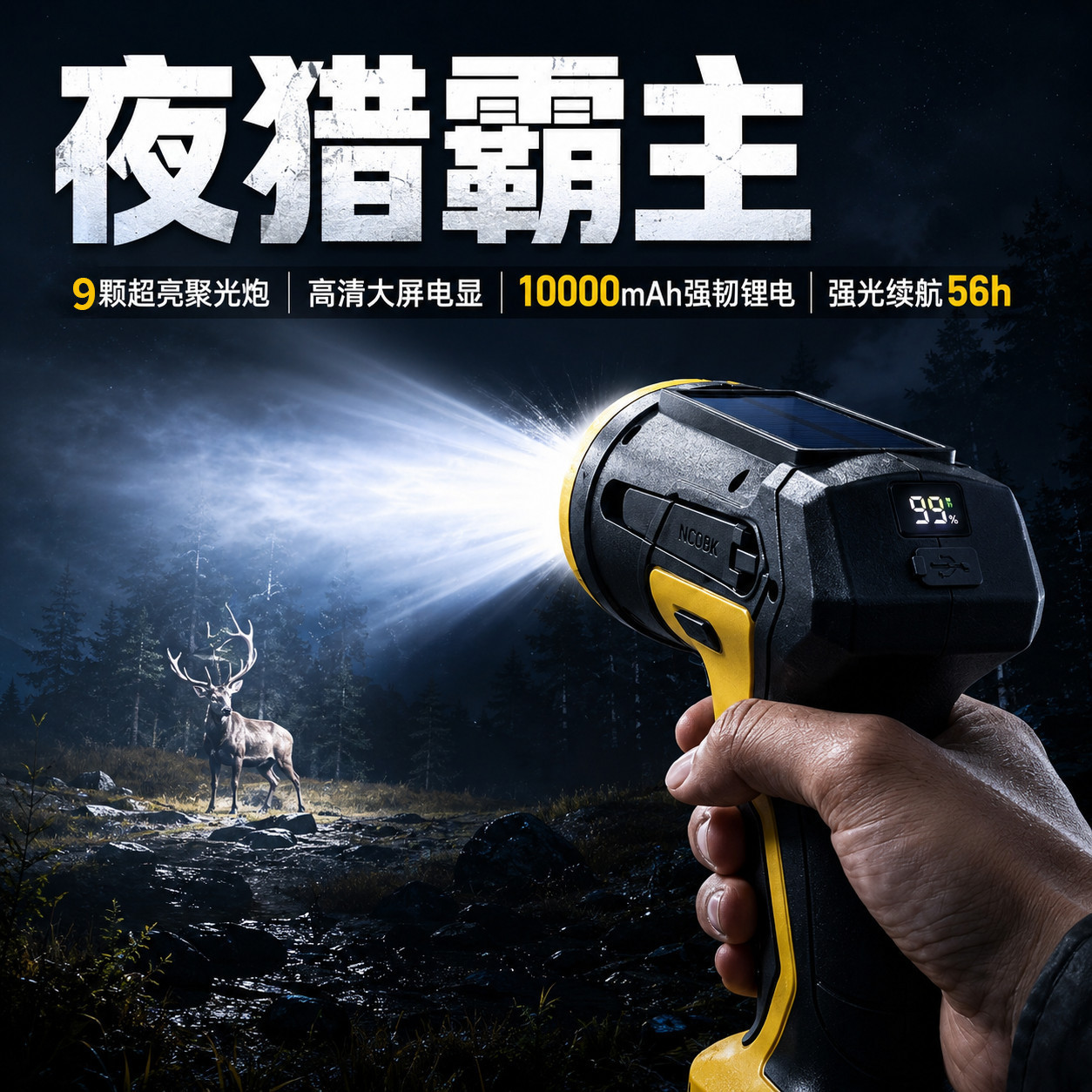 户外露营防灾家庭应急远射大泛光户外停电强光超亮太阳能手摇发电