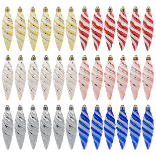 New Christmas Decorations Christmas Tree Decoration Props Painted Pointed Spiral Thread Christmas Balls Christmas Gifts