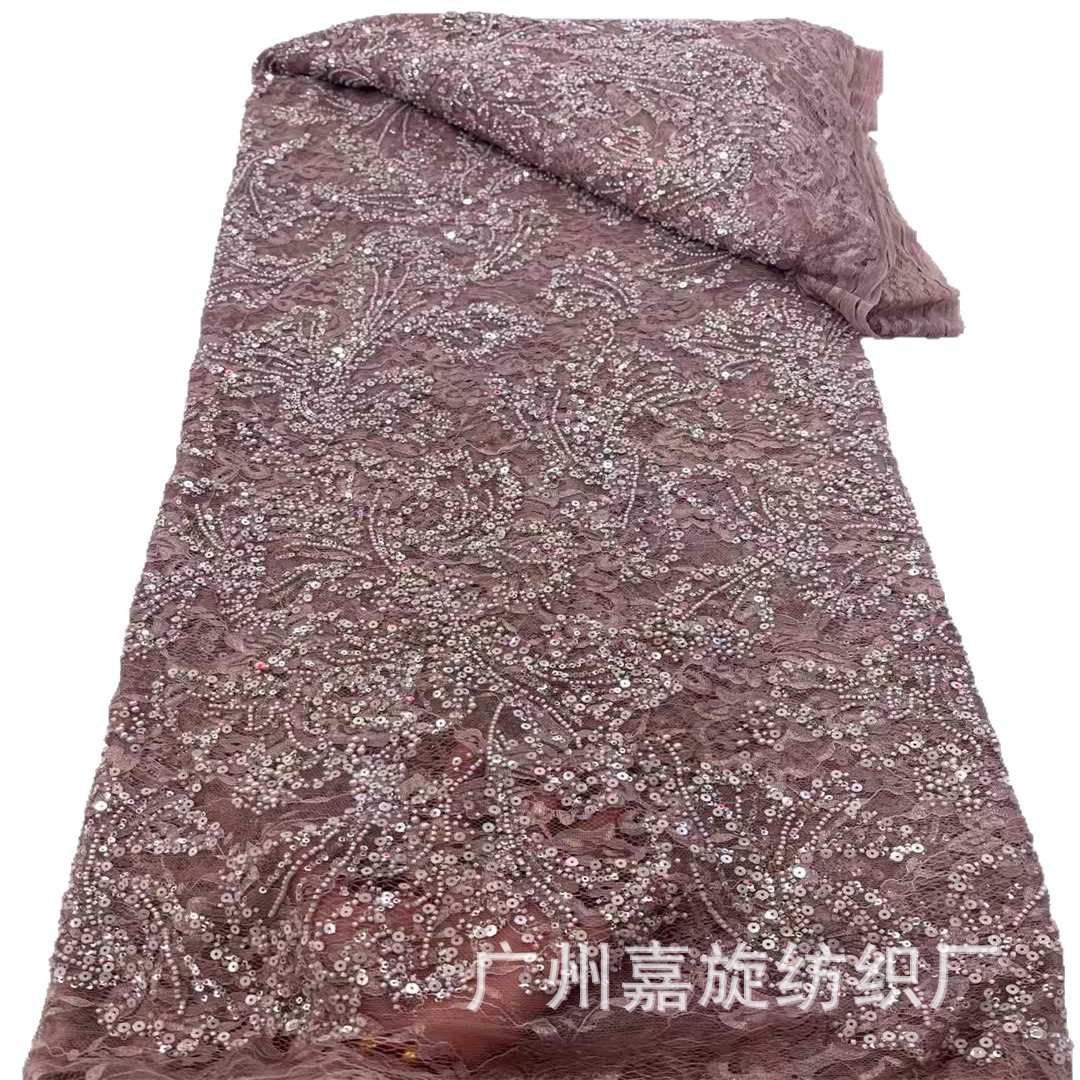 Inventario nuevo patrón de bordado oscuro laminado sequilla tubo de perlas tela bordada primavera y verano vestido cheongsam accesorios de moda image 6