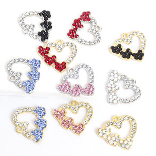 Color Diamond Heart-shaped Love Heart Alloy Pendant Pendant DIY Jewelry Accessories Necklace Bracelet Earrings Accessories