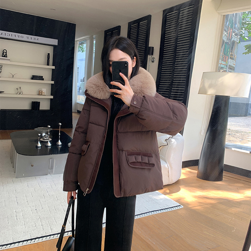 Comercio exterior 2025 ropa de algodón de mujer con solapa de gran cuello de cabello corto de invierno nuevo abrigo suelto ropa de algodón coreana image 1
