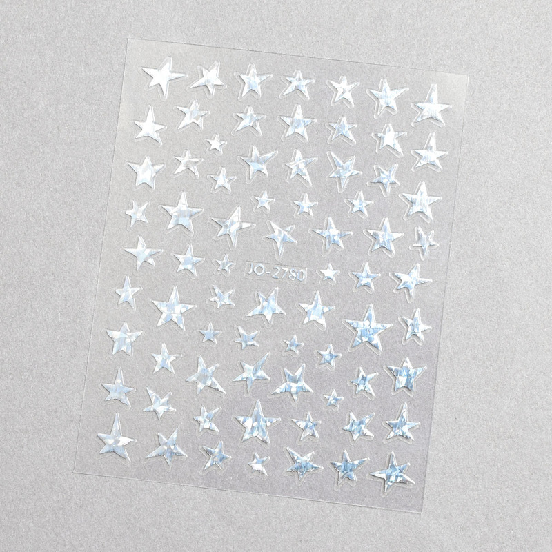 スターネイルアートステッカーインターネットセレブホットスタイル 3D 黒と白のゴールドとシルバー不規則な五芒星 diy ネイルステッカー装飾|undefined