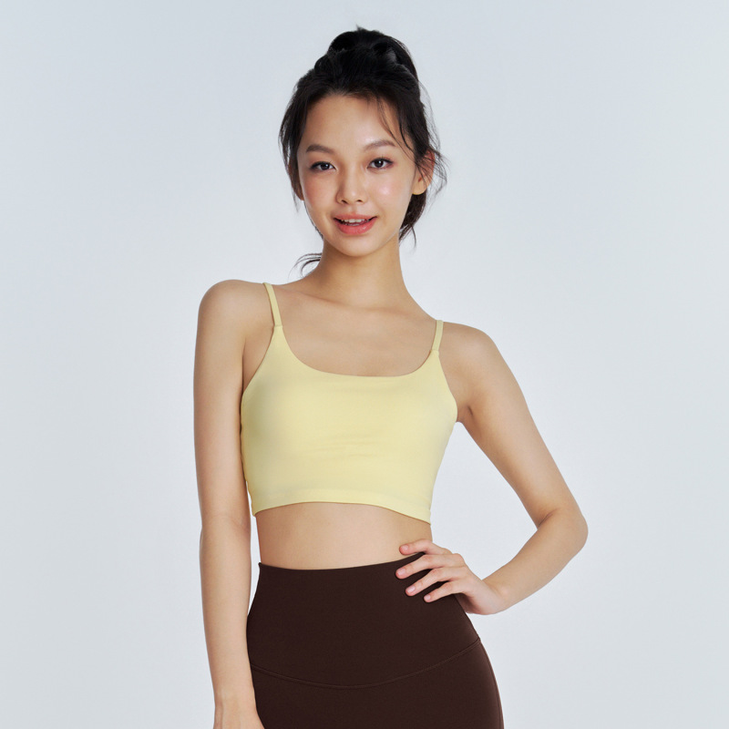 Huanpan ライクラヨガブラ、美しいバックサスペンダー、ピラティス、胸パッド、スパゲッティストラップ、ハイエンドフィットネススポーツブラ|undefined