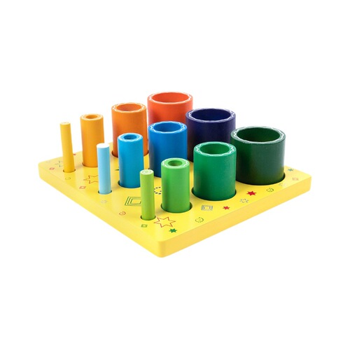 Wooden toy cylinder children's thinking training wooden toy size stacking early education puzzle toy mathematics 