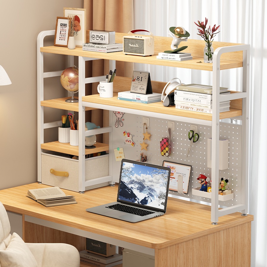 Home Desktop Storage Rack Office Desk Multi-Layer Iron Table Student Computer Desk Hole Board Bookshelf